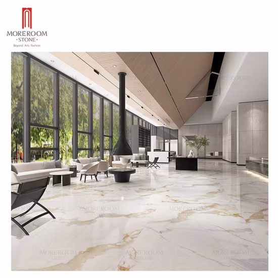 럭셔리 Calacatta 화이트 골드 대형 도자기 대리석 바닥 큰 크기 세라믹 벽 바닥 타일 소결 돌